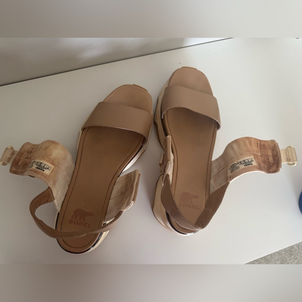 Sorel Kinetic Impact Slingback Heel Sandals in Honest Beige/Honey White size 7 - Picture 8 of 9